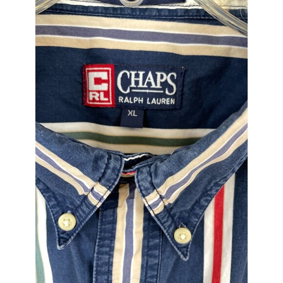 Vintage Chaps Ralph Lauren Men's Size XL Striped Short Sleeve Button Down *READ - Picture 4 of 11